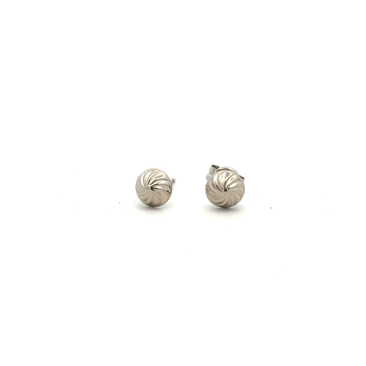 9ct White Gold Hollow Swirl Dome Stud Earrings