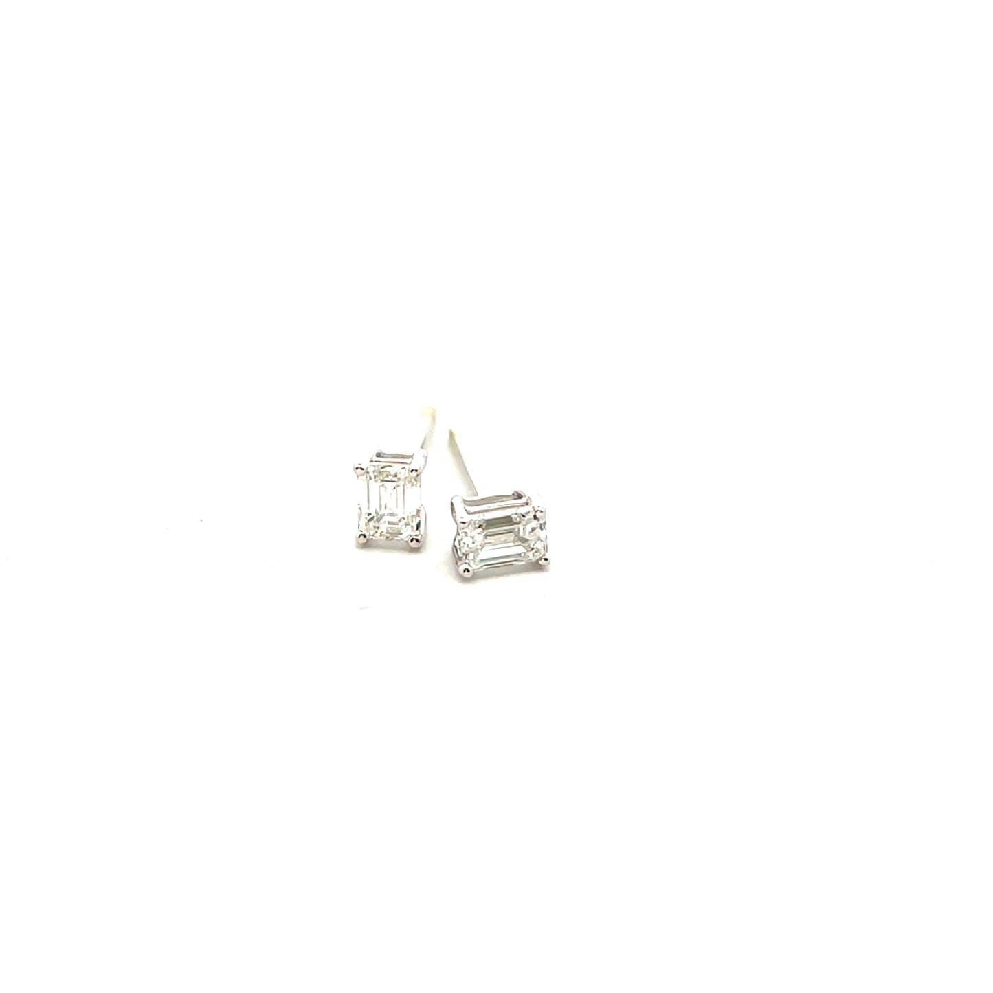 9ct White Gold Laboratory Grown 0.60ct Emerald Cut Stud Earrings
