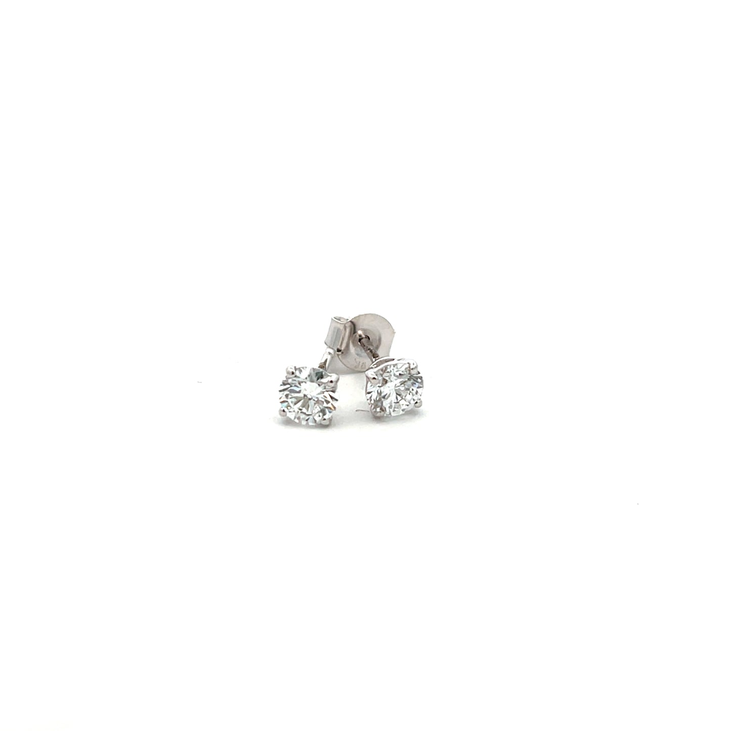 9ct White Gold Laboratory Grown 0.82ct Brilliant Cut Diamond 4 Claw Stud Earrings