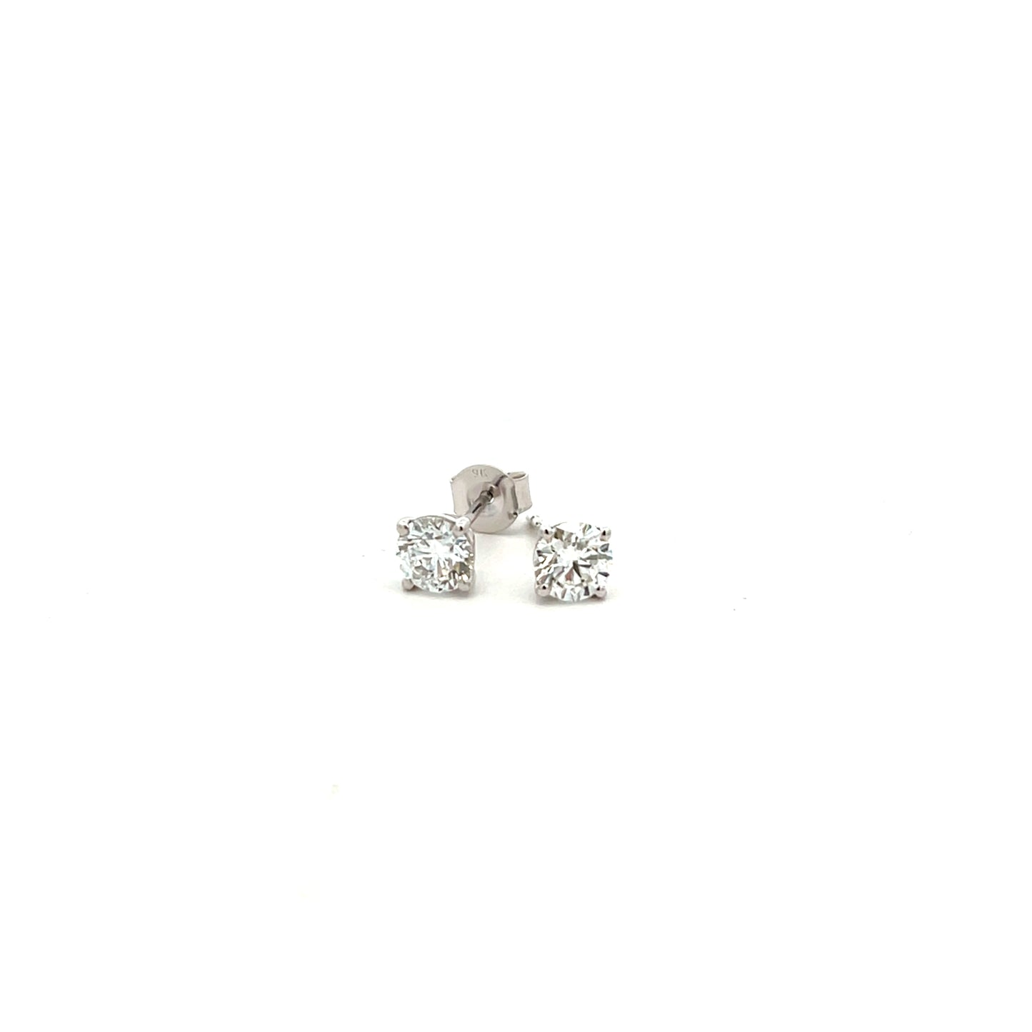 9ct White Gold Laboratory Grown 1.21ct Brilliant Cut Diamond Stud Earrings