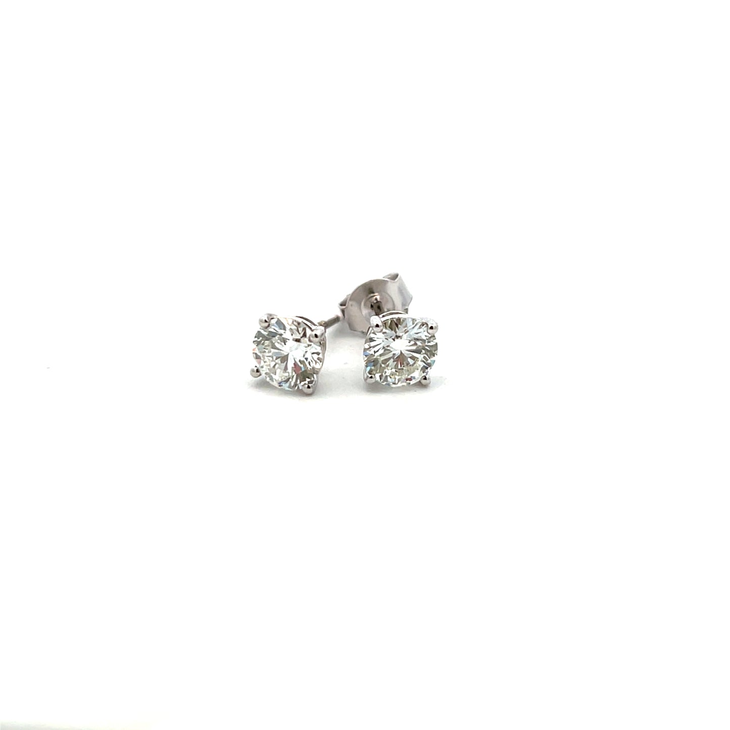 9ct White Gold Laboratory Grown 1.50ct Brilliant Cut Diamond 4 Claw Stud Earrings