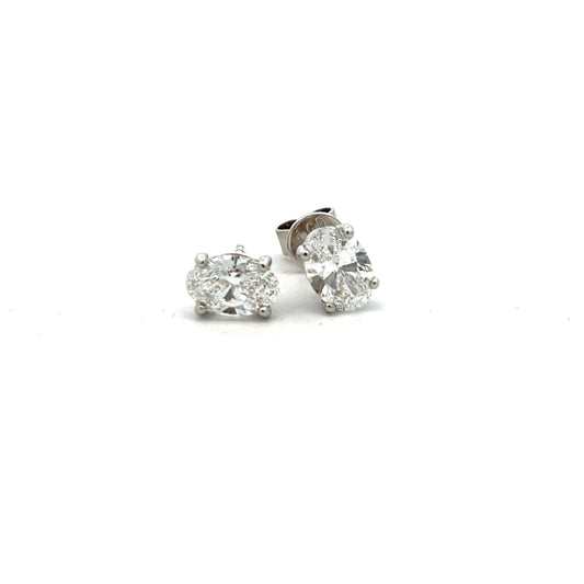Platinum Laboratory Grown 2.08ct Oval Cut Stud Earrings