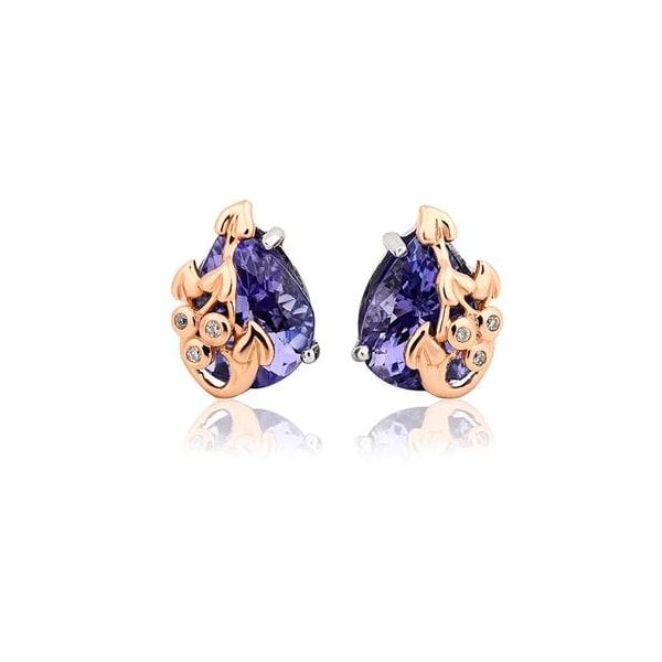 Clogau Tree of Life 18ct White Gold Earrings Tanzanite & Diamond 18WTOLTE