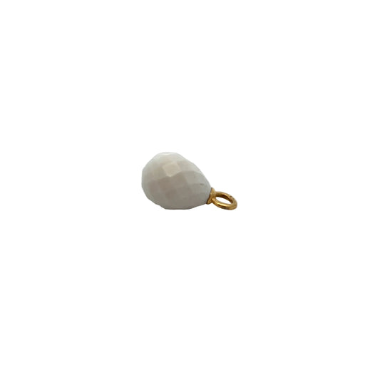 18ct Yellow Gold White Agate Faceted Pendant