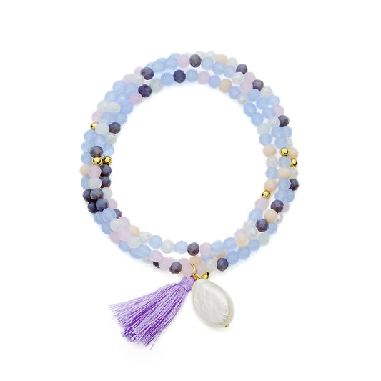 Jersey Pearl Spring Purple Crystal Stretch Bracelet Lola