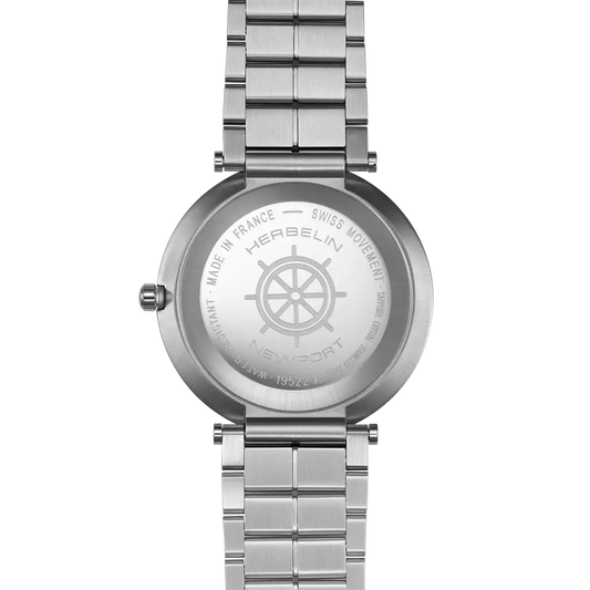 Herbelin Newport Slim Round Arctic Blue Dial Steel Case And Bracelet Watch