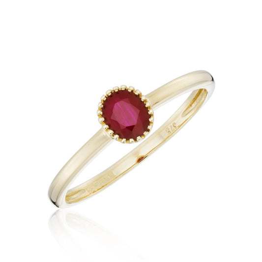 9ct Yellow Gold Oval Ruby Ring
