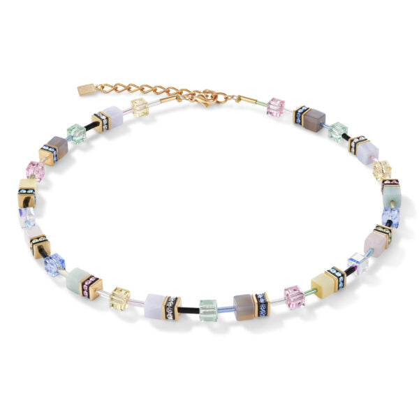 Coeur De Lion Geo Cube Multicoloured Yellow Gold Plated Necklace 4905/10-1566