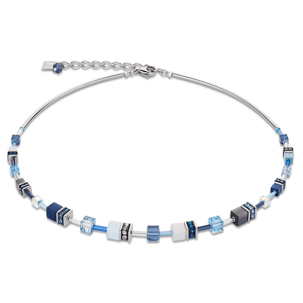 Coeur De Lion Graduated Cubes Blue Aqua Crystal Necklace