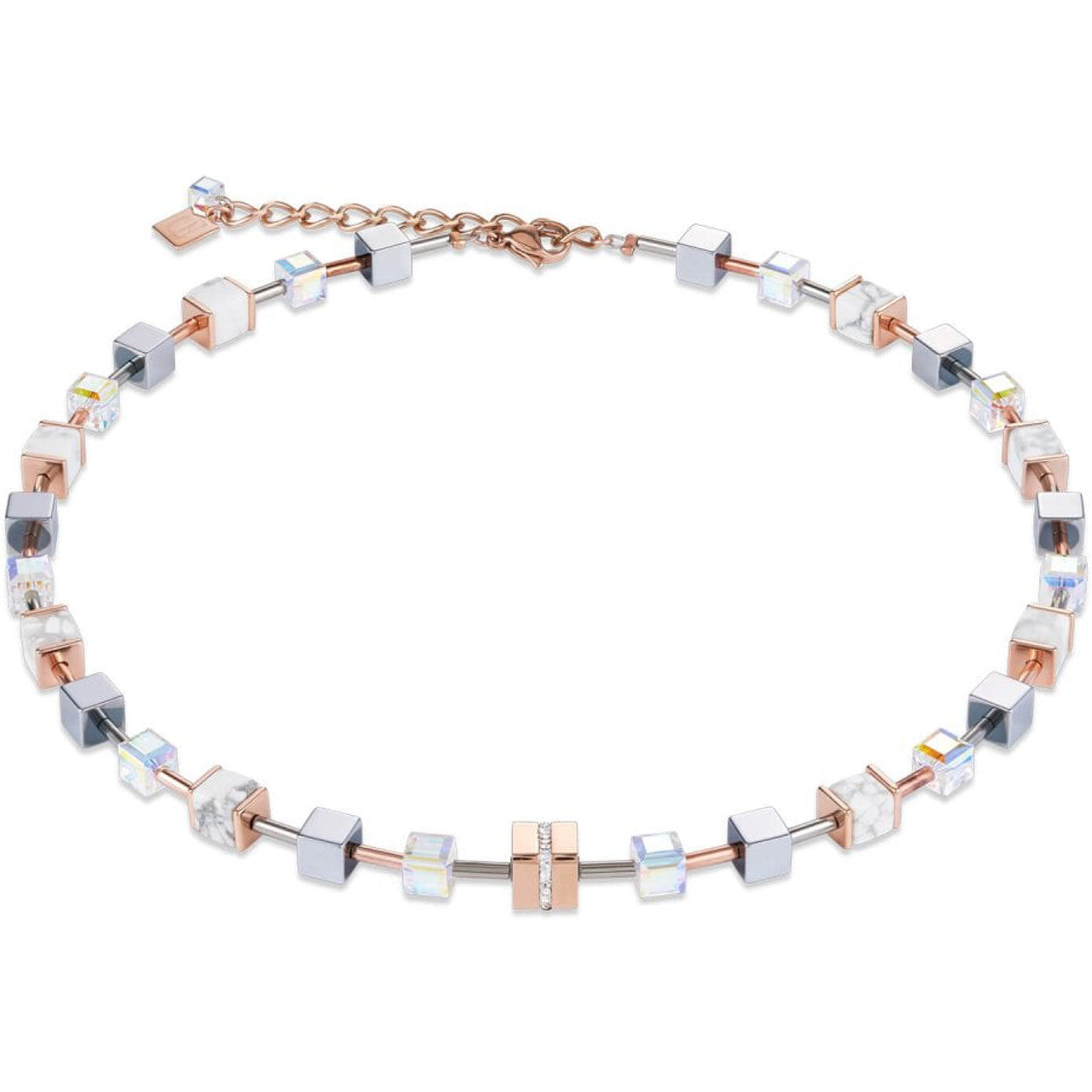 Coeur De Lion White Grey Cubes Necklace 4965/10-1632