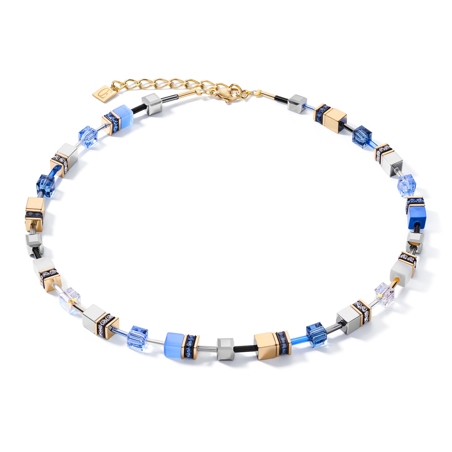 Coeur De Lion Mixed Blue & Grey Cube Necklace