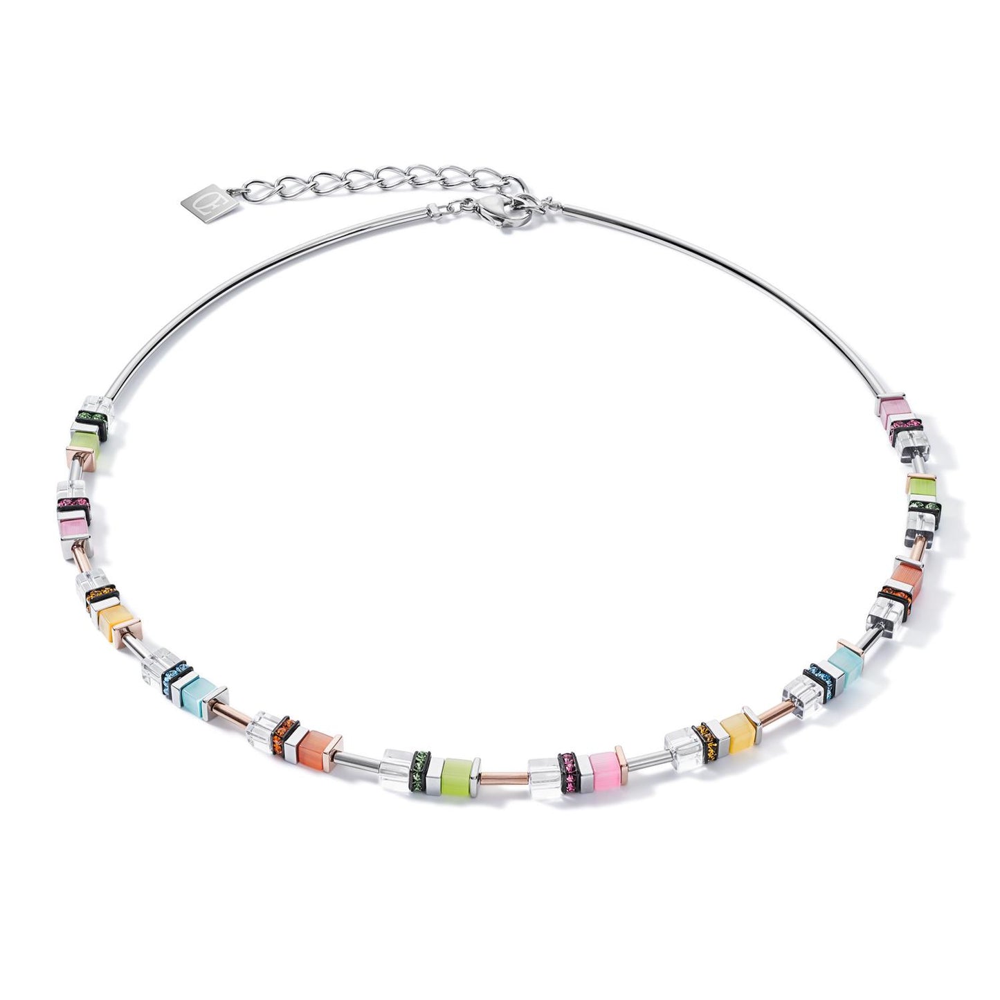 Coeur De Lion Multicoloured Pastel Mini Cube Necklace