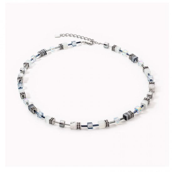 Coeur De Lion Cubes Black White Stripes Necklace 5011/10-1314