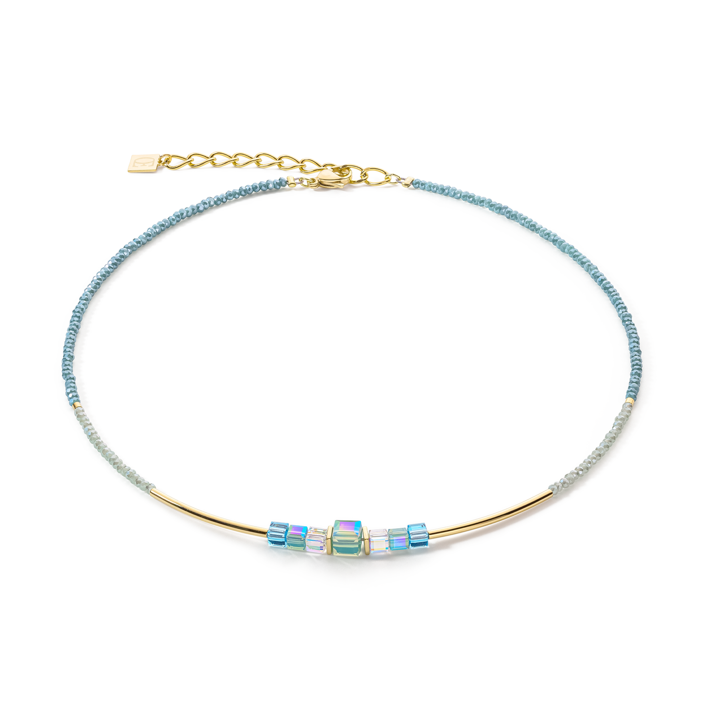 Coeur De Lion Blue Cube Necklace 5042/10-0600