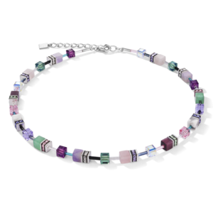 Coeur De Lion Lilac and Green Crystal Cubes Necklace 4905/10-0840