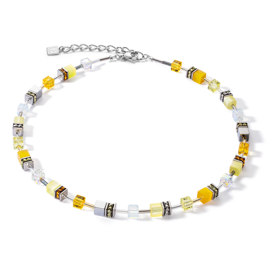 Coeur De Lion Geo Cube Yellow Crystal Necklace