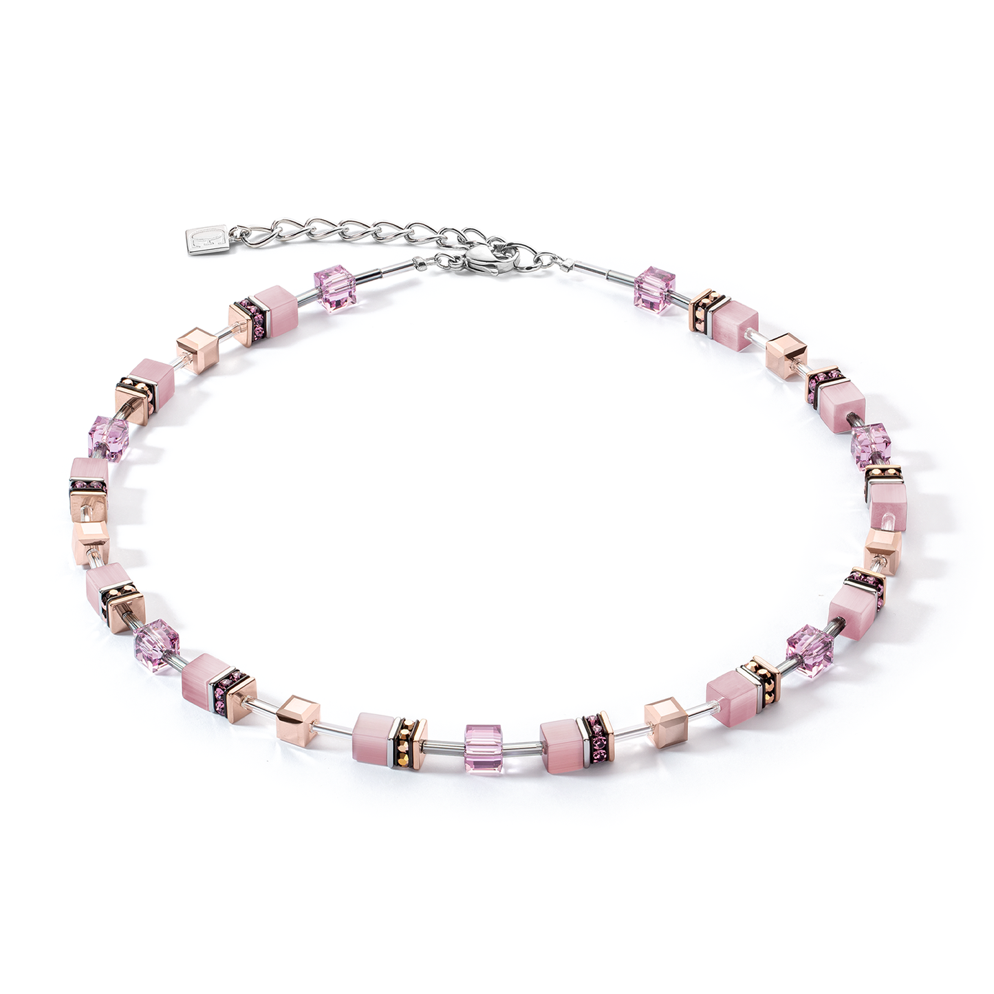 Coeur De Lion Geo Cube Dusky Pinks Necklace 4016/10-0829