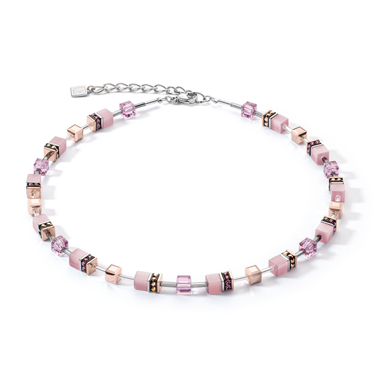 Coeur De Lion Geo Cube Dusky Pinks Necklace