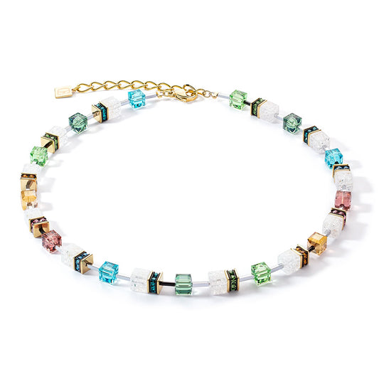 Coeur De Lion Large Yellow Gold Plated Multicoloured Crystal Necklace