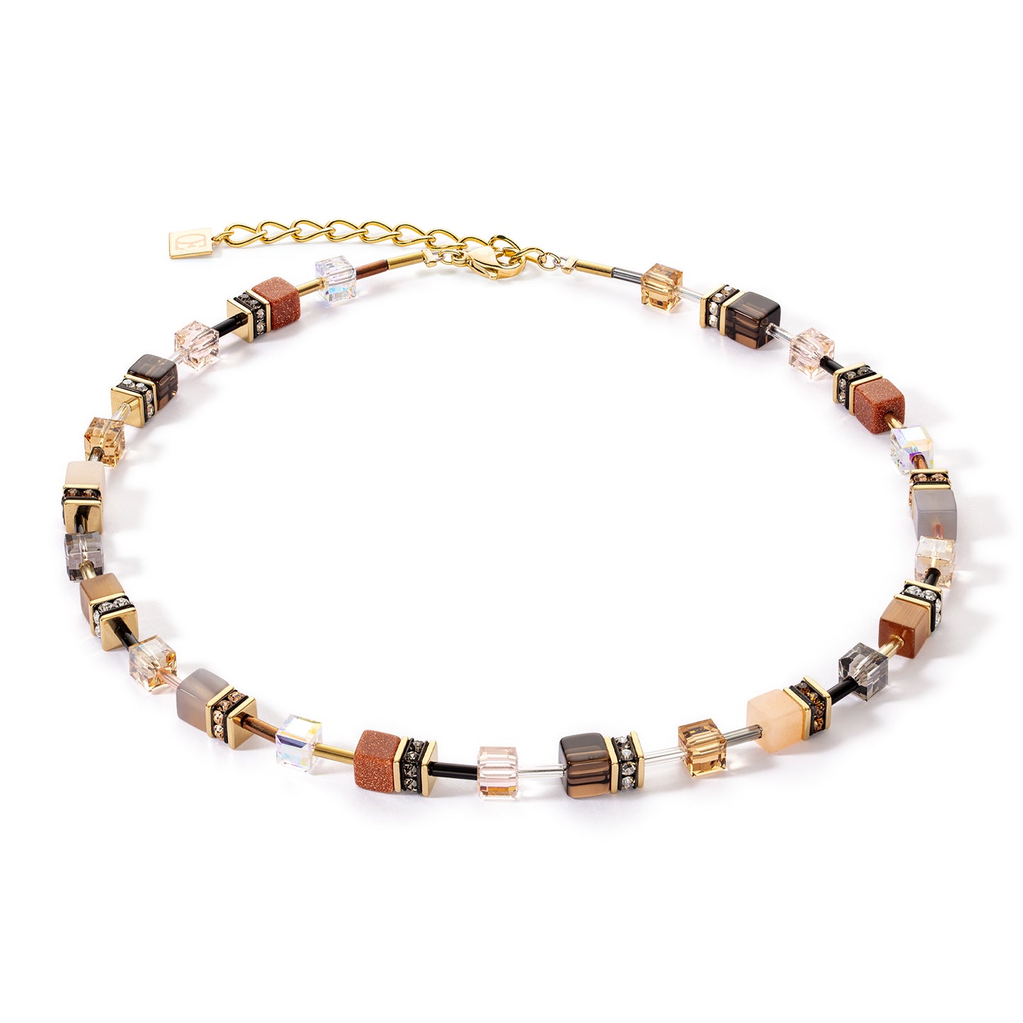 Coeur De Lion Multi Brown Cube Necklace 4905/10-1100