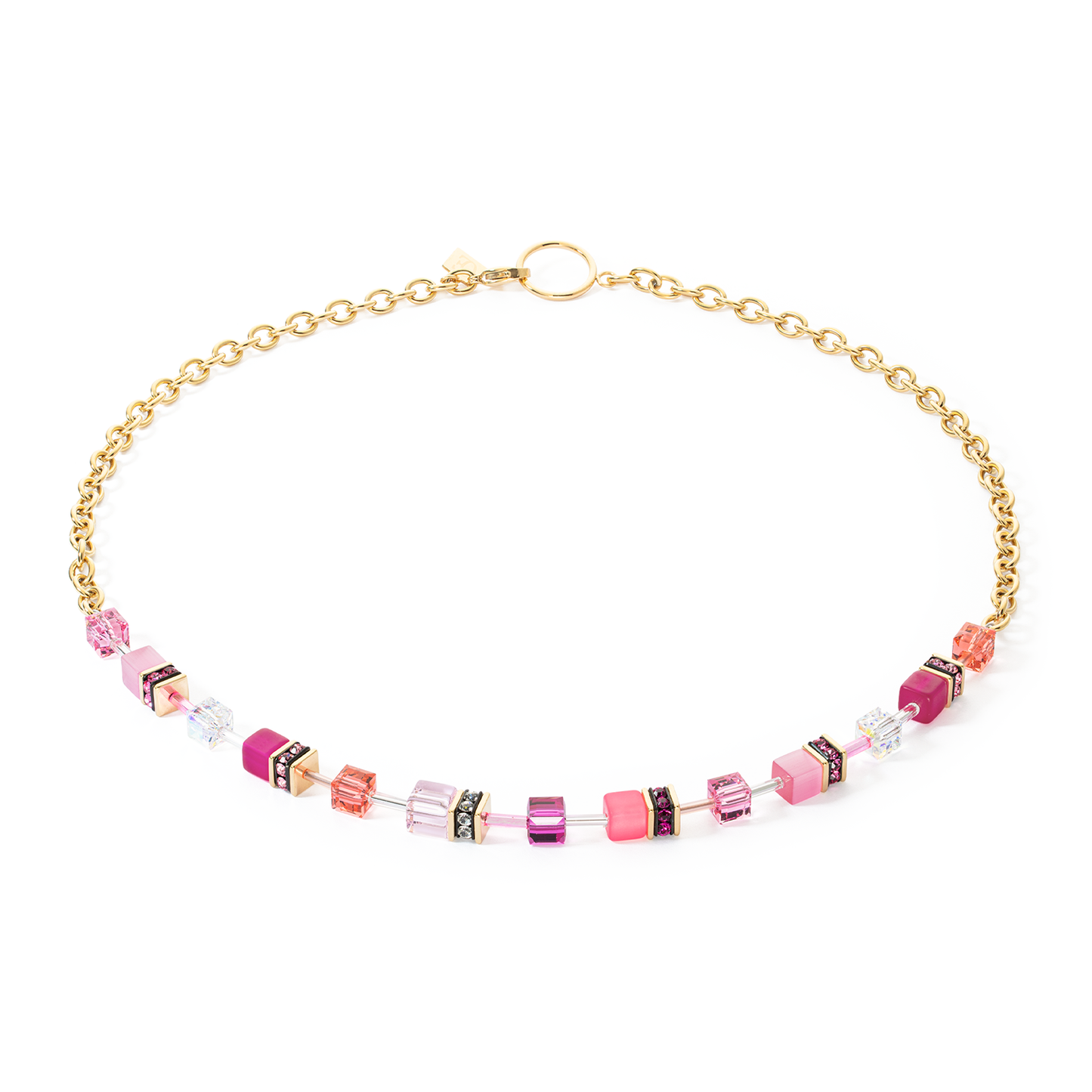 Coeur De Lion Chain Multi Pink Cubes Necklace 3038/10-0416