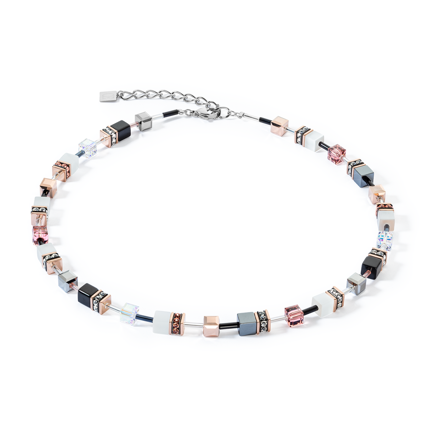 Coeur De Lion Cognac Pink Cube Necklace 4013/10-1127