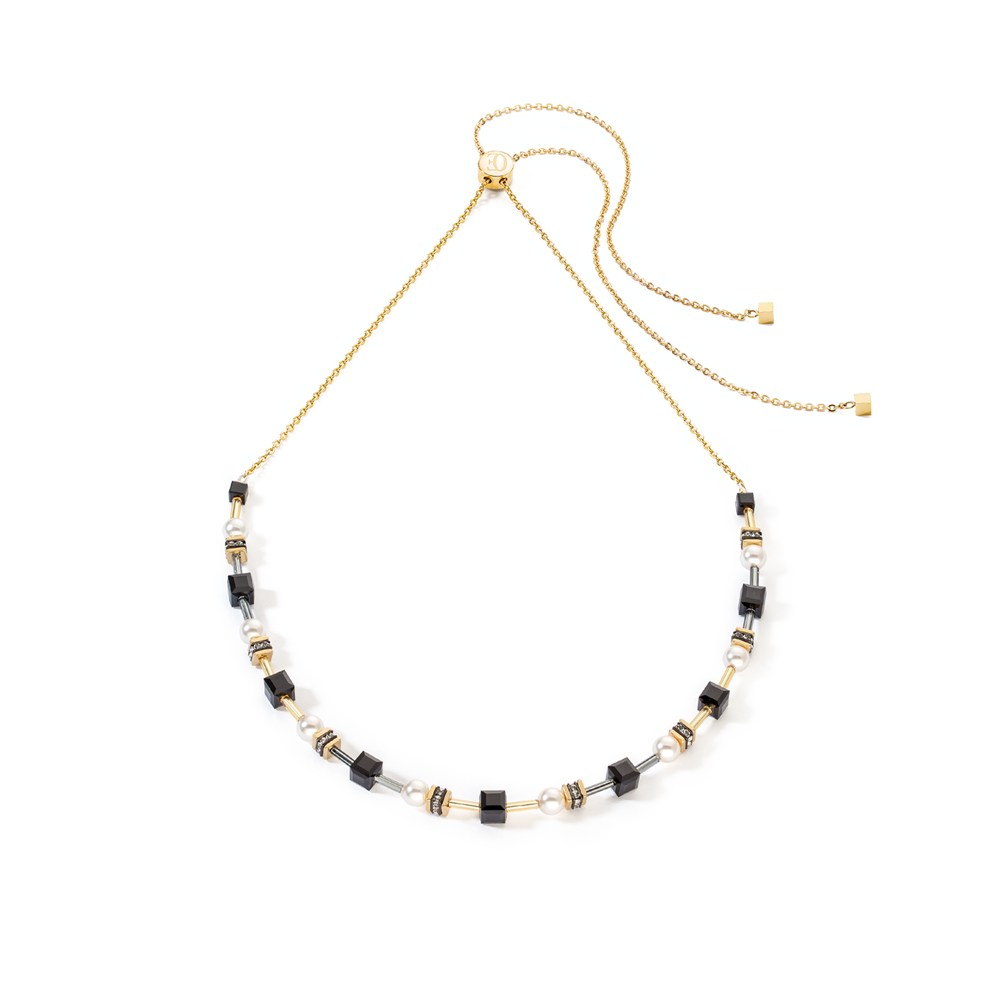 Coeur De Lion Adjustable Black Cubes Necklace 4085/10-1316