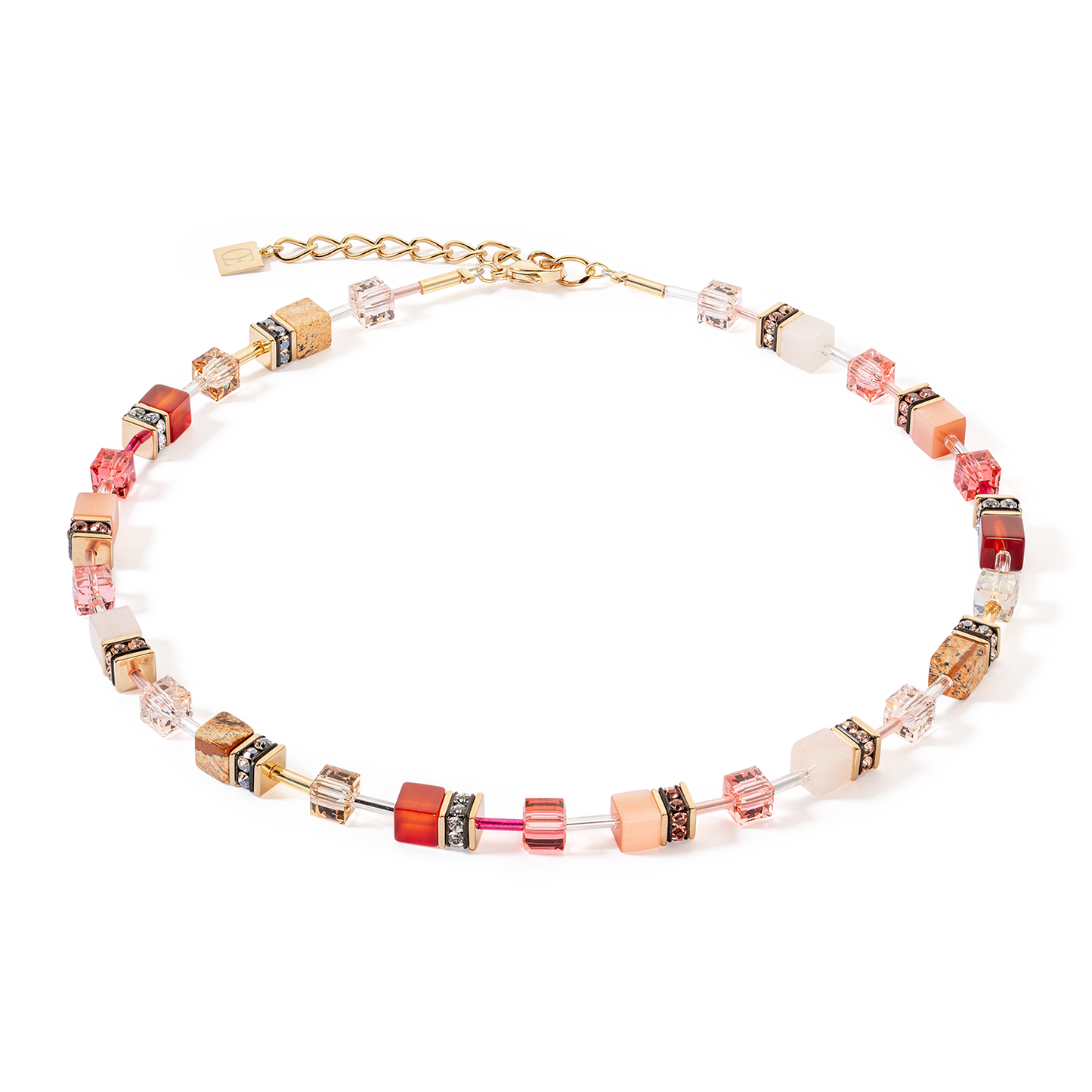 Coeur De Lion Pinks Orange Cubes Necklace