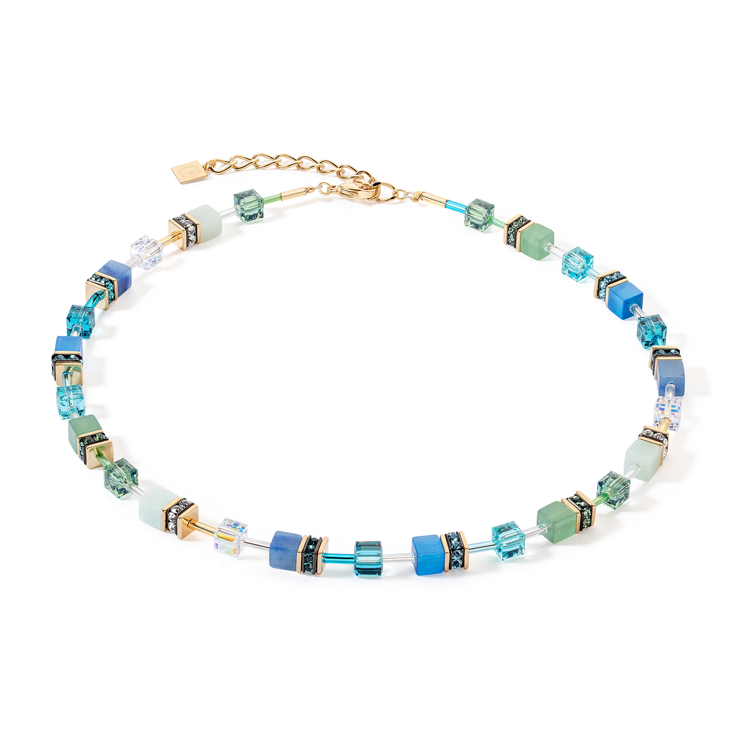 Coeur De Lion Blues Greens Cubes Necklace
