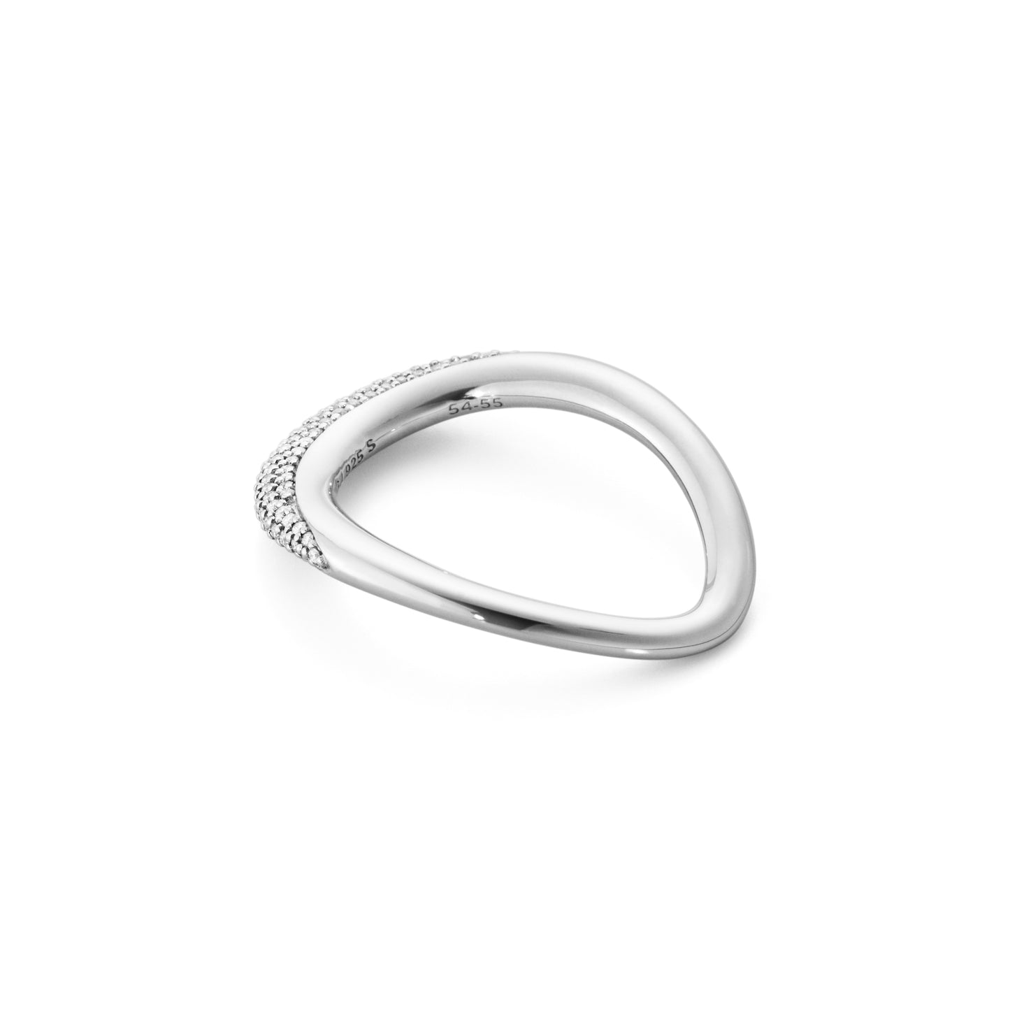 Georg Jensen Offspring Sterling Silver Diamond Pave Ring 0.29ct Size P 20000135