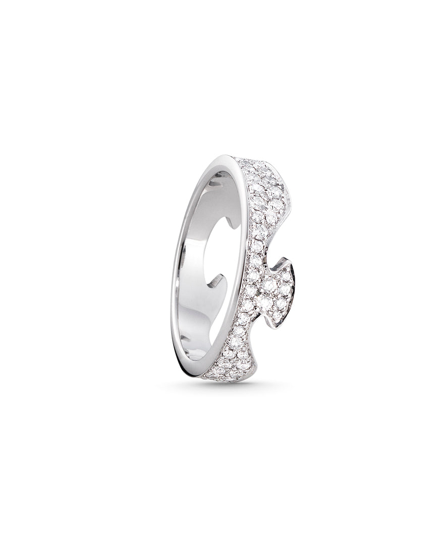 Georg Jensen Fusion 18ct White Gold Diamond End Ring Size 56 20000331