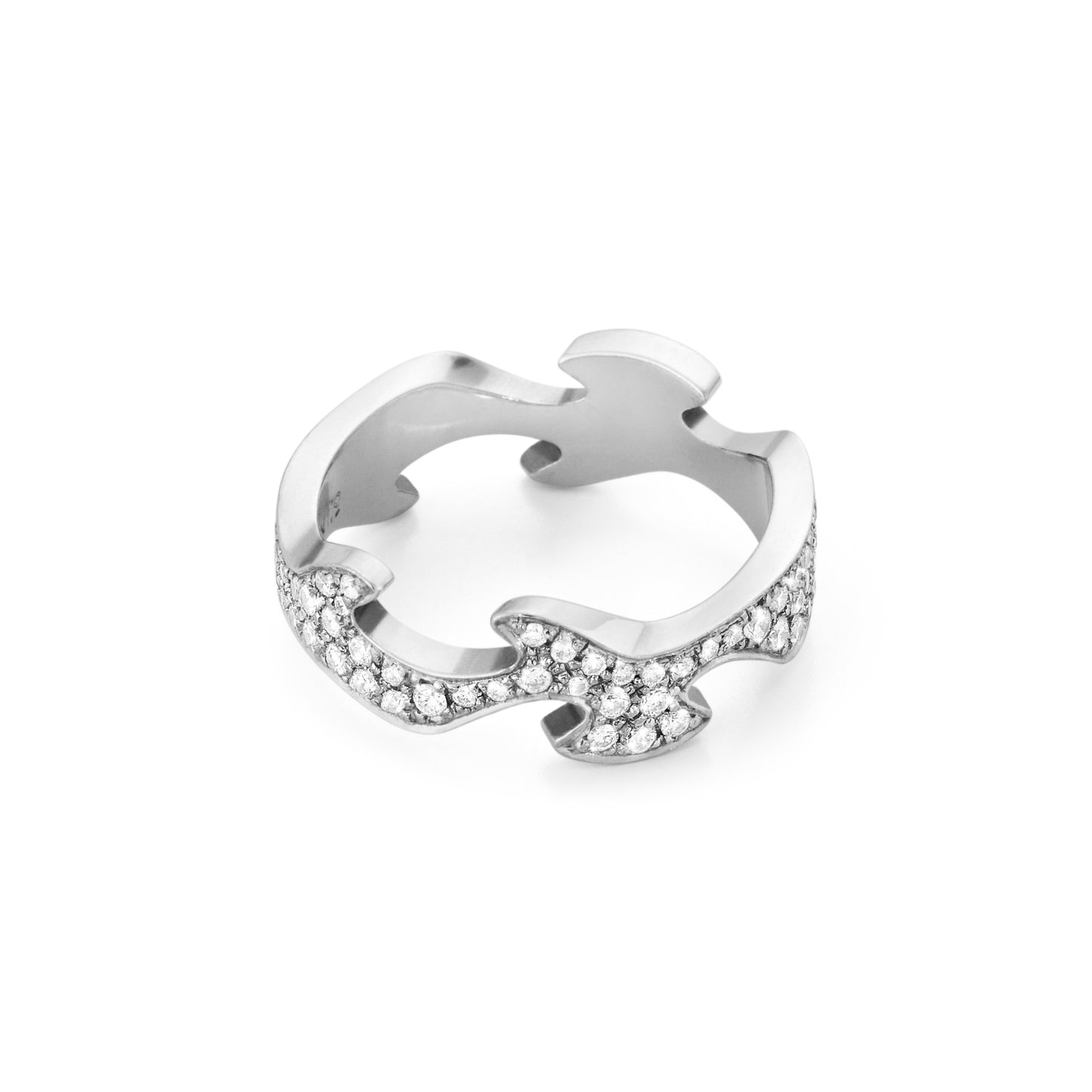 Georg Jensen Fusion 18ct White Gold Diamond Centre Ring Size 56 20000332