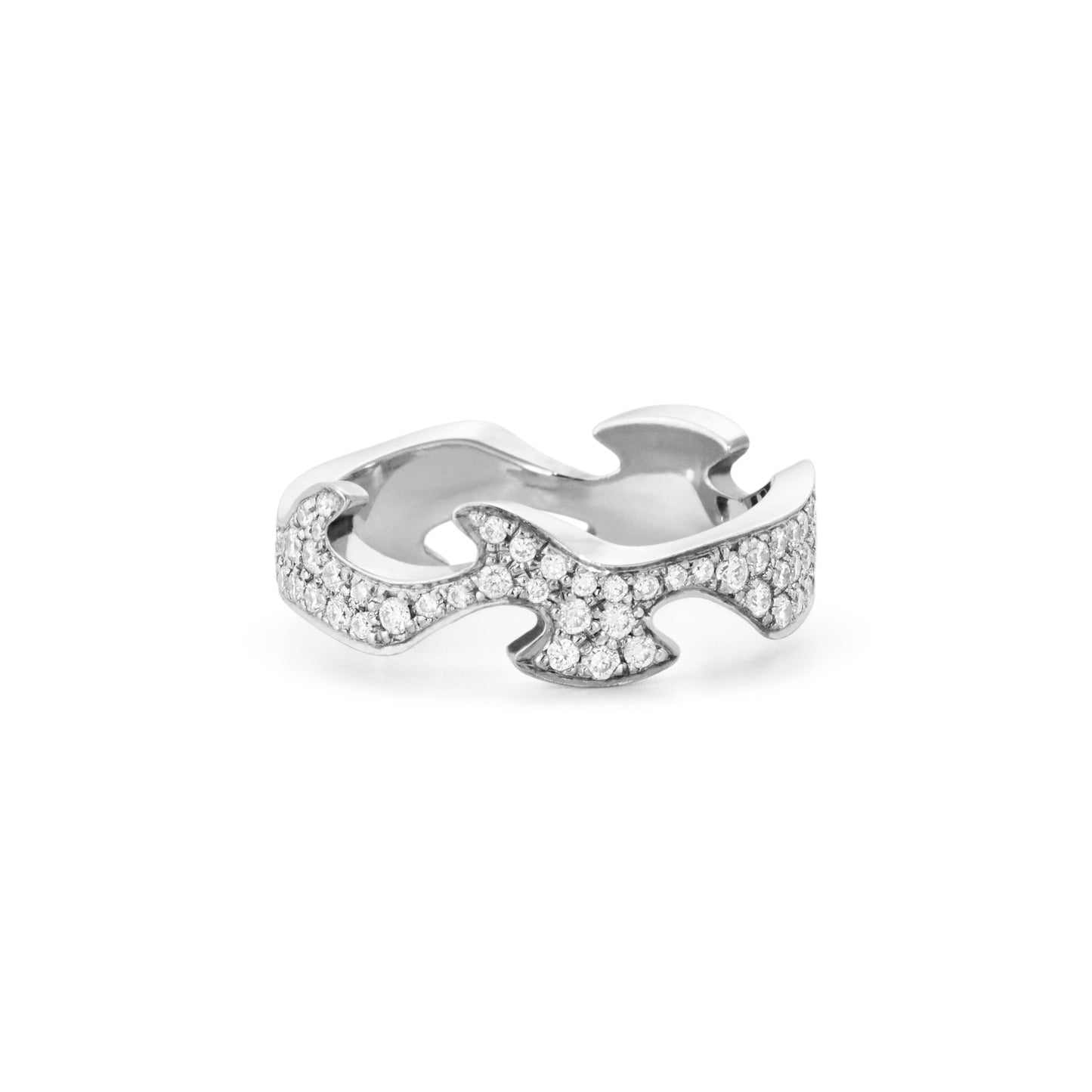 Georg Jensen Fusion 18ct White Gold Diamond Centre Ring Size 56 20000332