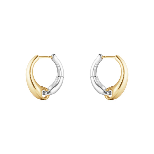 Georg Jensen Reflect Large Silver and Gold Hoop Earrings 20001180