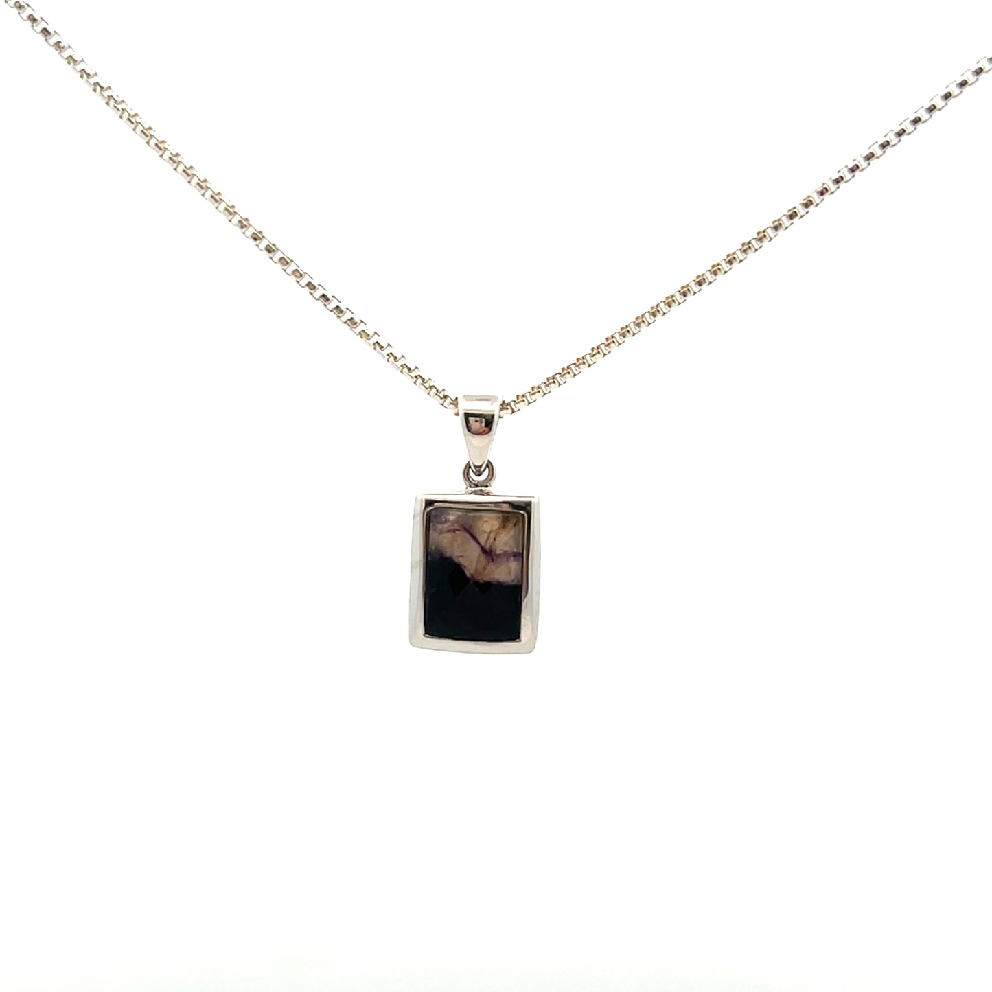Derbyshire Blue John Sterling Silver Rectangular Facetted Necklace