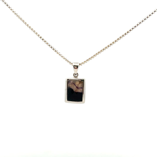 Derbyshire Blue John Sterling Silver Rectangular Facetted Necklace