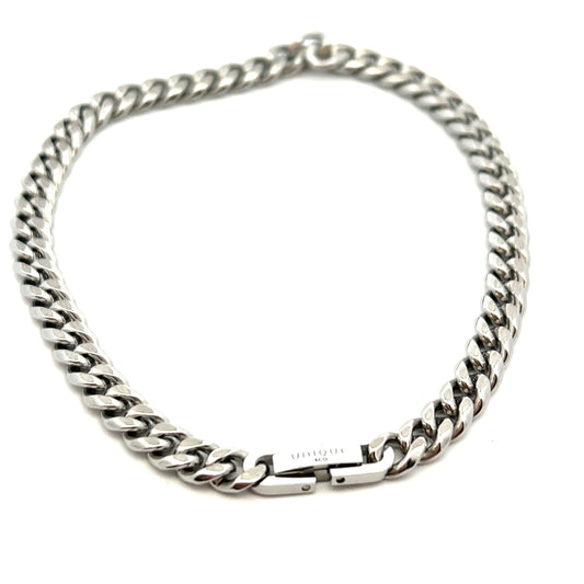 Unique & Co Stainless Steel 6mm Matt and Polished Link Bracelet 23cm