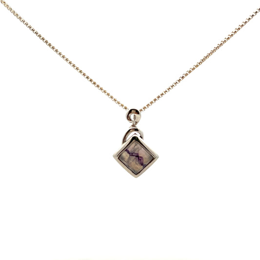 Derbyshire Blue John Sterling Silver Facetted Square Necklace