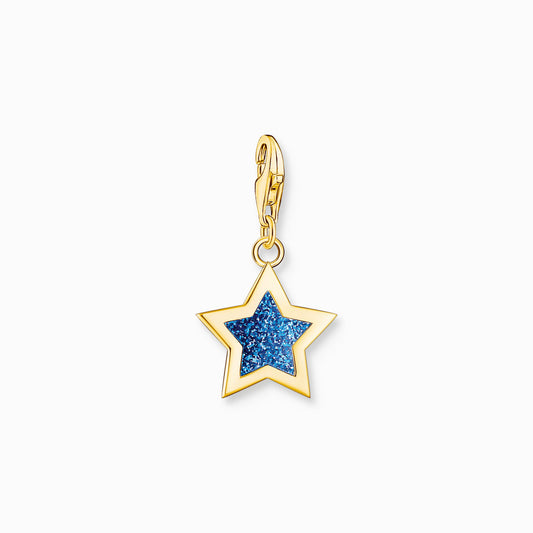 Thomas Sabo Charmista Yellow Gold Plated Enamel Blue Star Charm 2056-427-32