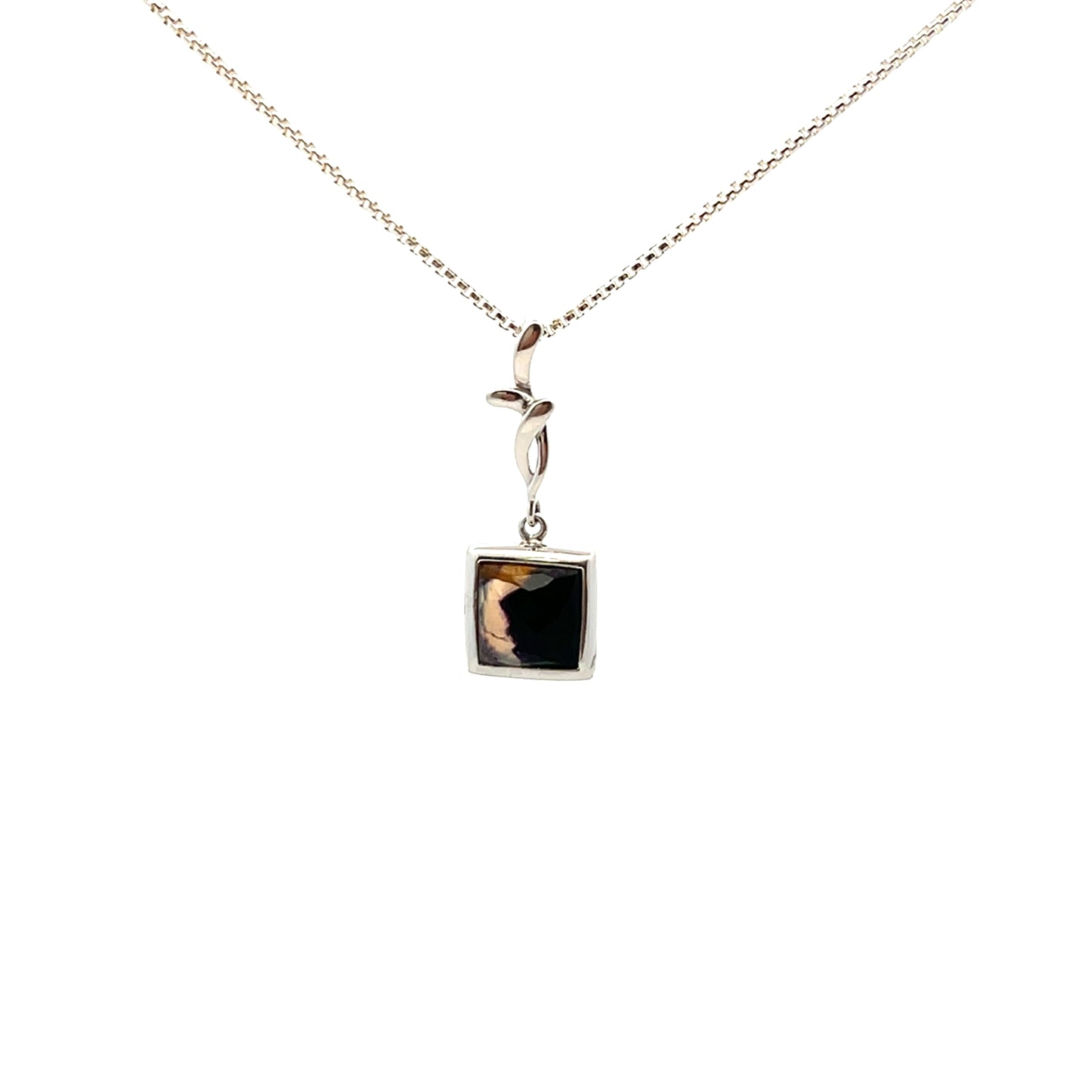 Derbyshire Blue John Sterling Silver Square Drop Necklace
