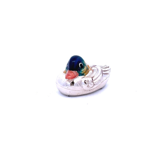 Sterling Silver Enamel Small Duck Figurine