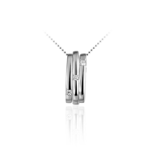 Sterling Silver Three Strand Oval Cubic Zirconia Pendant