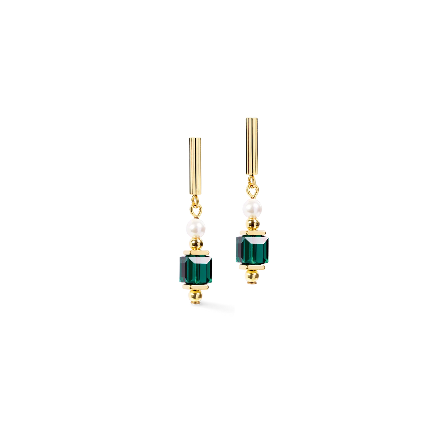 Coeur De Lion Cocktail Pearls Stud Earrings Emerald