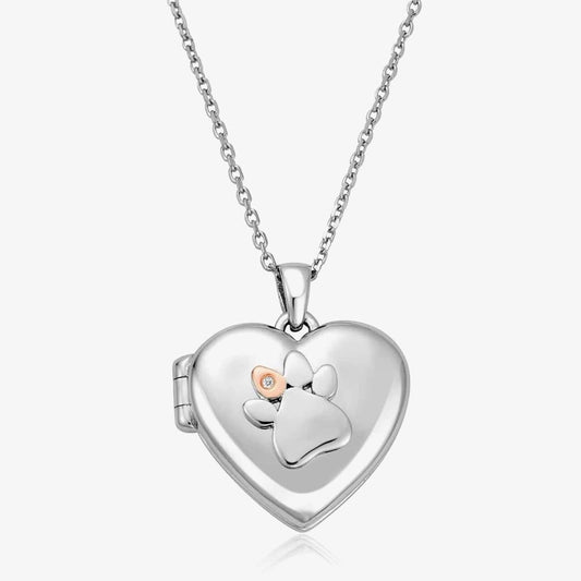 Clogau Sterling Silver Paw Print Locket 3SPWP0617