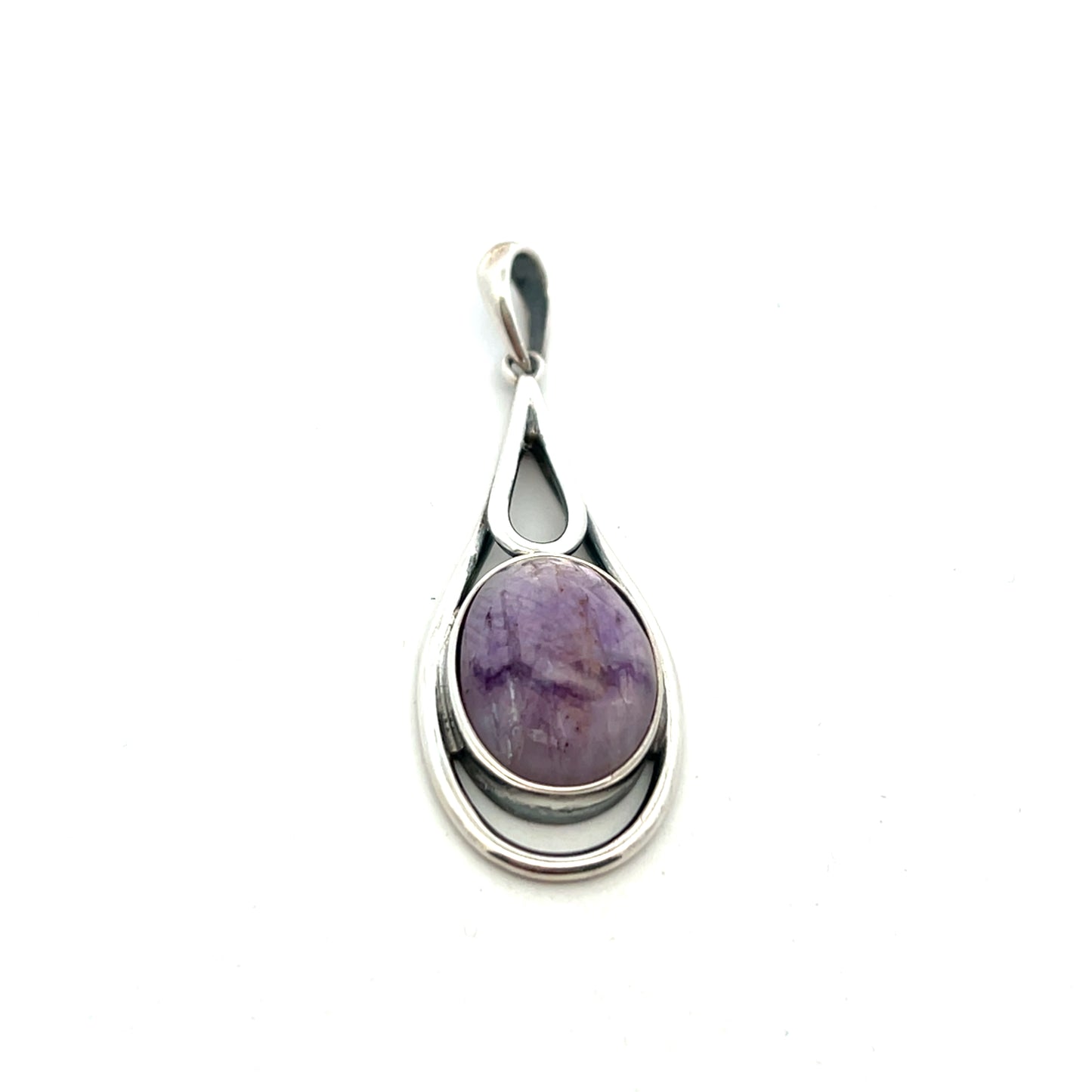 Derbyshire Blue John Sterling Silver Unique Teardrop Shaped Pendant