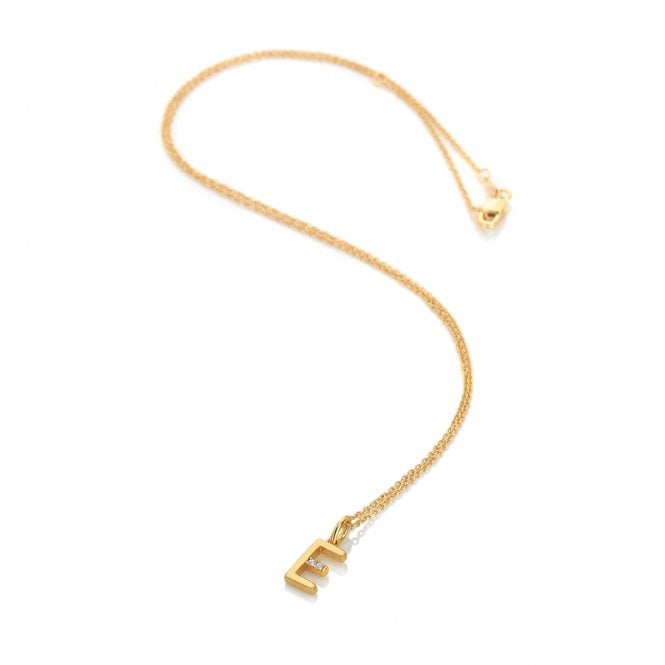 Hot Diamonds x Golden Edit Yellow Gold Plated Initial E Necklace