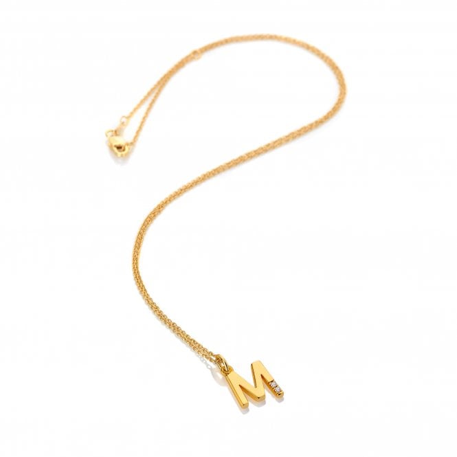 Hot Diamonds x Golden Edit Yellow Gold Plated Initial M Necklace