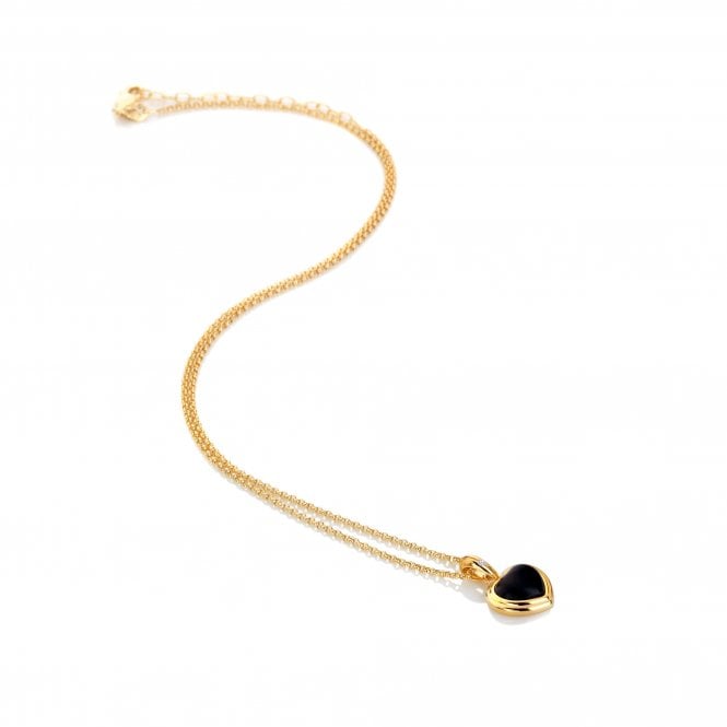 Hot Diamonds x Golden Edit Yellow Gold Plated Onyx Heart Necklace DP999