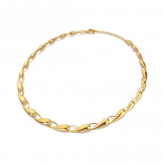 Hot Diamonds x Jac Jossa Yellow Gold Plated Curved Tide Links Necklace DN195