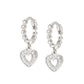 Nomination LoveCloud Sterling Silver Beaded Hoop Earrings with Cubic Zirconia Heart Drop 240507/009
